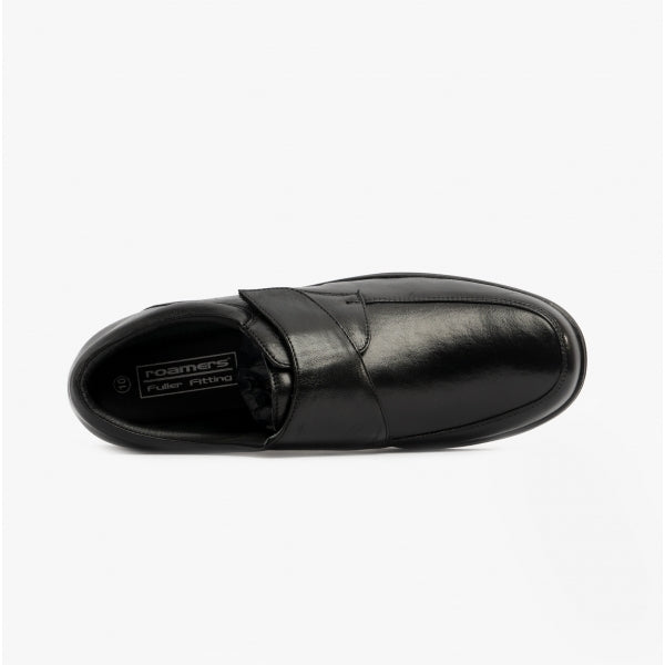 Roamers BECK Mens Leather Wide (E) Fit Touch Fasten Shoes Black