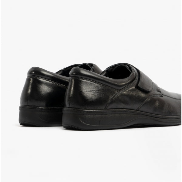 Roamers BECK Mens Leather Wide (E) Fit Touch Fasten Shoes Black