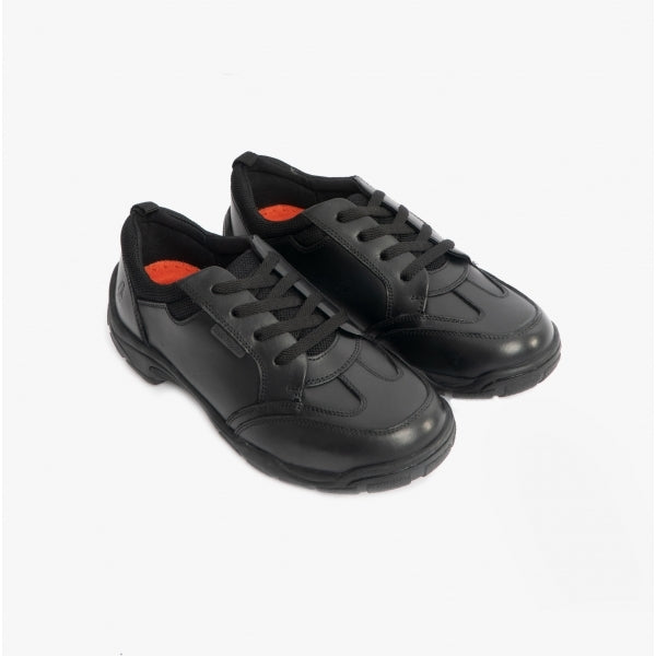 Hush Puppies ALVIN SNR Boys Leather Trainers Black