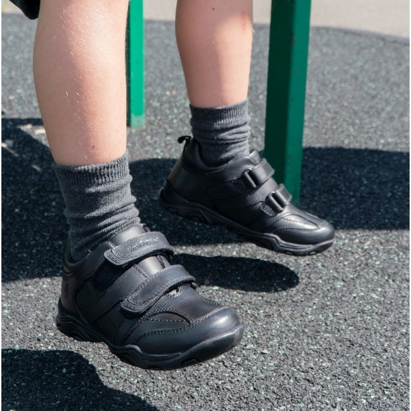 Hush Puppies LEVI INFANT Boys Leather School Shoes Black