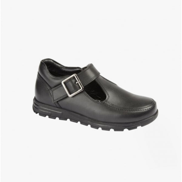 Roamers G716A Girls T-Bar School Shoes Black