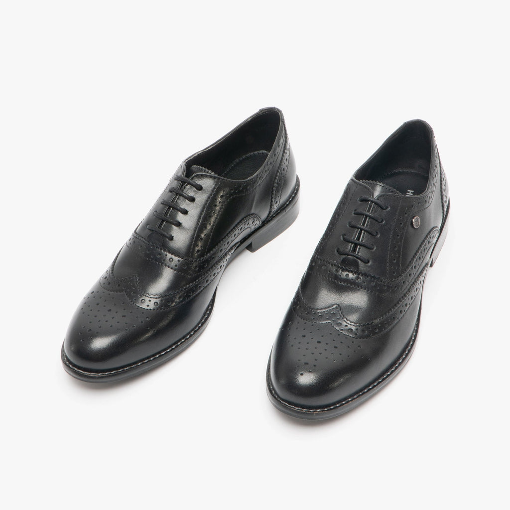 Hush Puppies NATALIE Womens Leather Brogue Shoes Black
