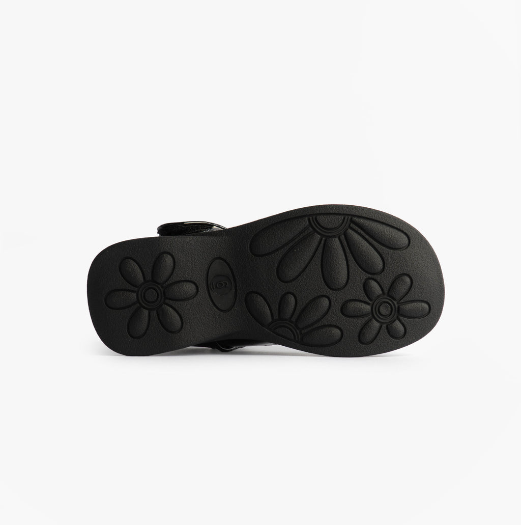 Boulevard Girls Touch Fasten T-Bar School Shoes Black Patent