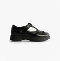 Boulevard Girls Touch Fasten T-Bar School Shoes Black Matt
