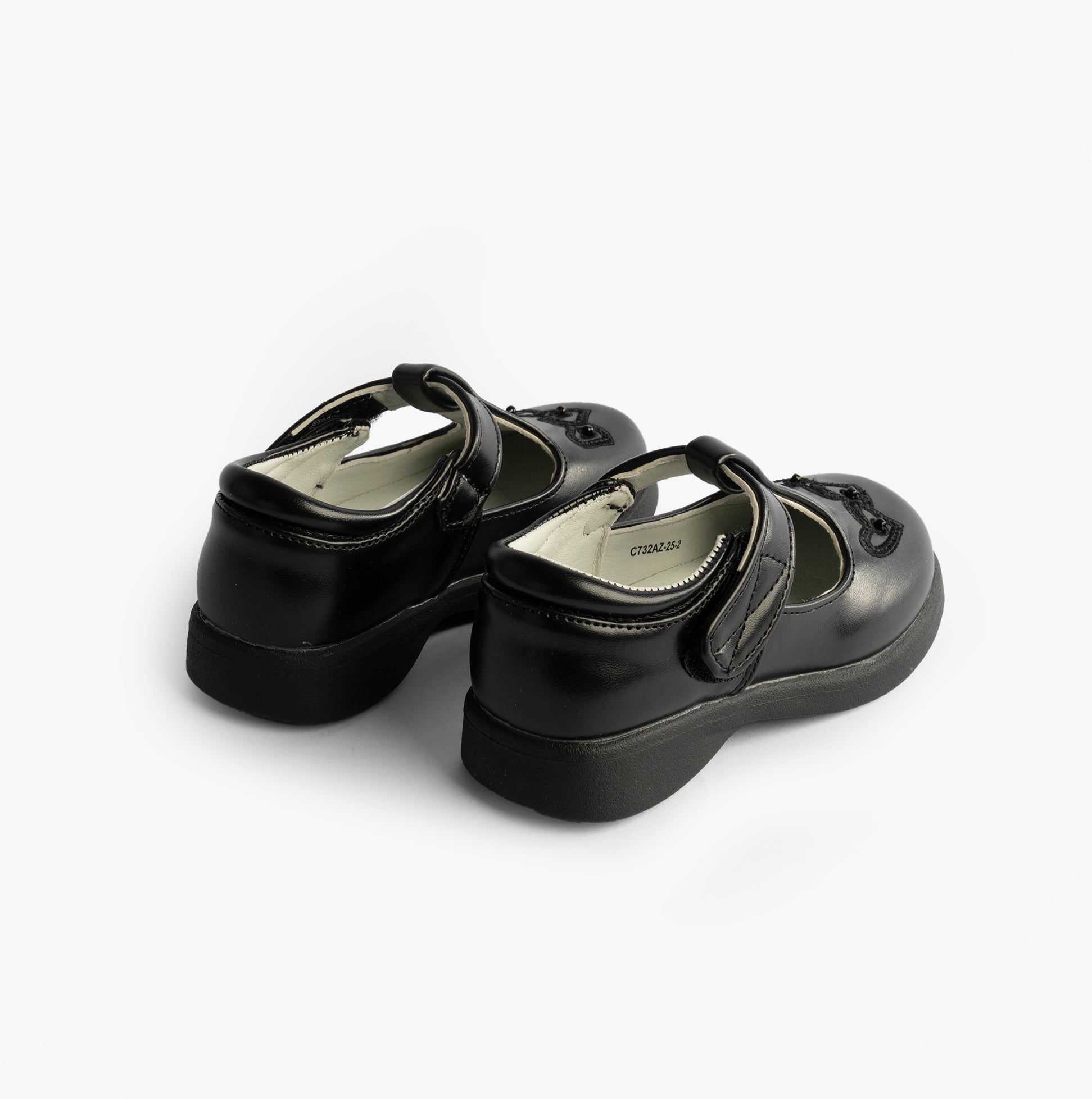 Boulevard Girls Touch Fasten T-Bar School Shoes Black Matt