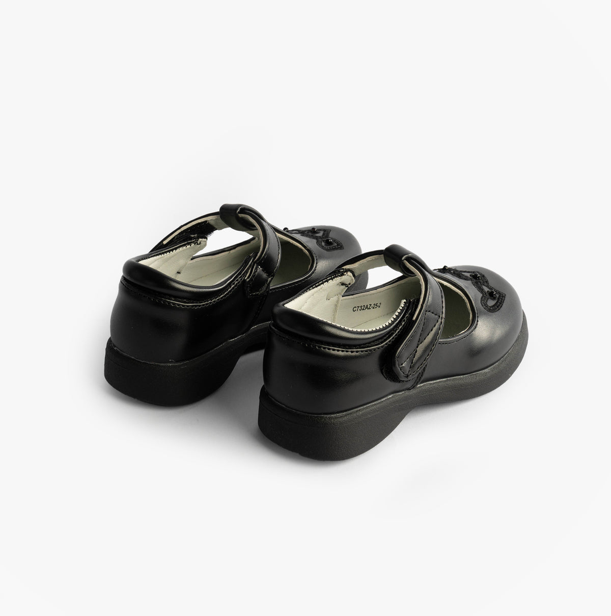 Boulevard Girls Touch Fasten T-Bar School Shoes Black Matt
