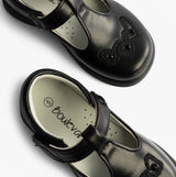 Boulevard Girls Touch Fasten T-Bar School Shoes Black Matt