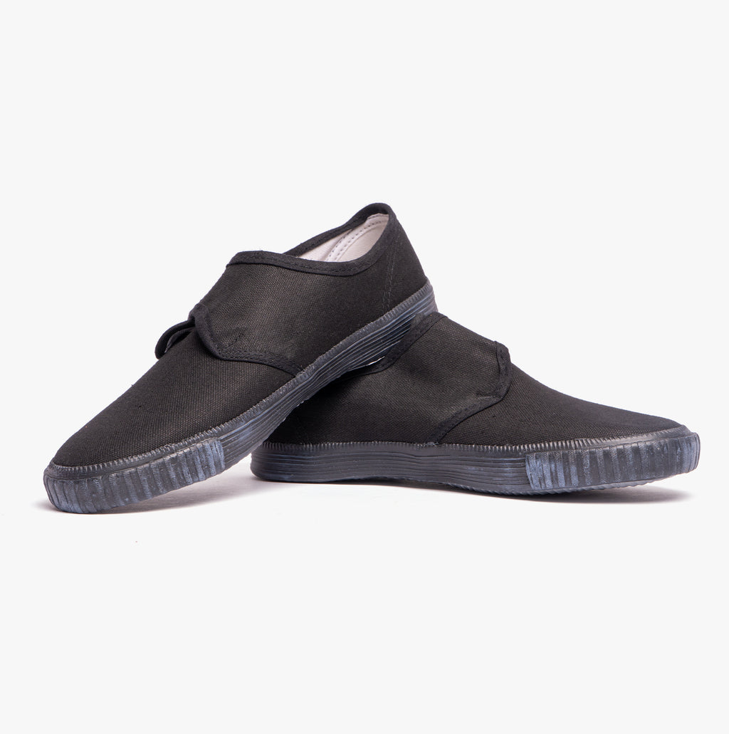 DEK RILEY Black Canvas Unisex Kids Touch Fastening Plimsoll