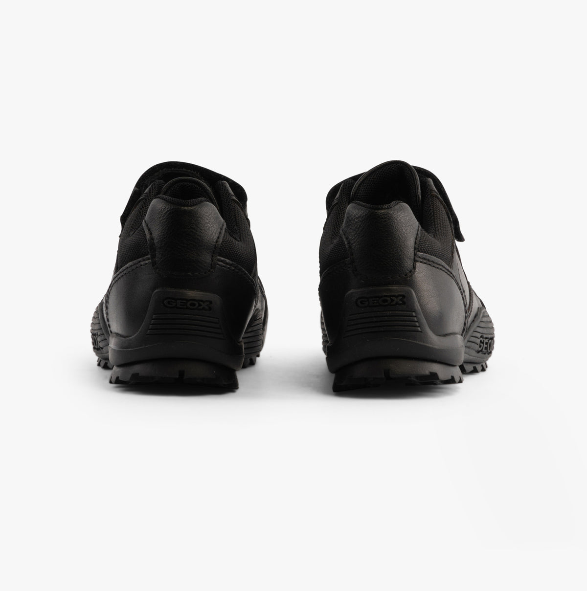 GEOX SAVAGE B Boys Leather Touch Fasten School Shoes Black