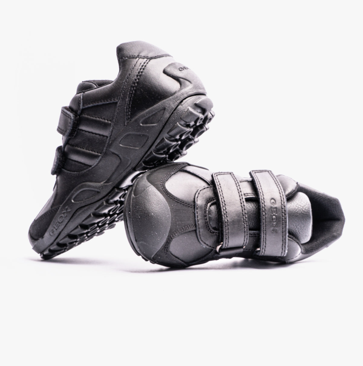 GEOX N.SAVAGE B B Boys Leather Touch Fasten School Shoes Black