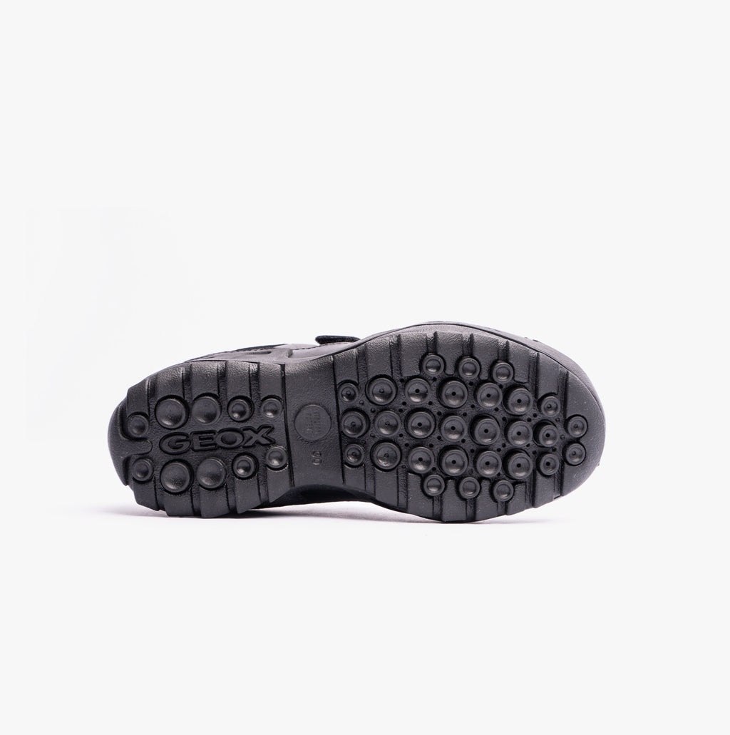 GEOX N.SAVAGE B B Boys Leather Touch Fasten School Shoes Black