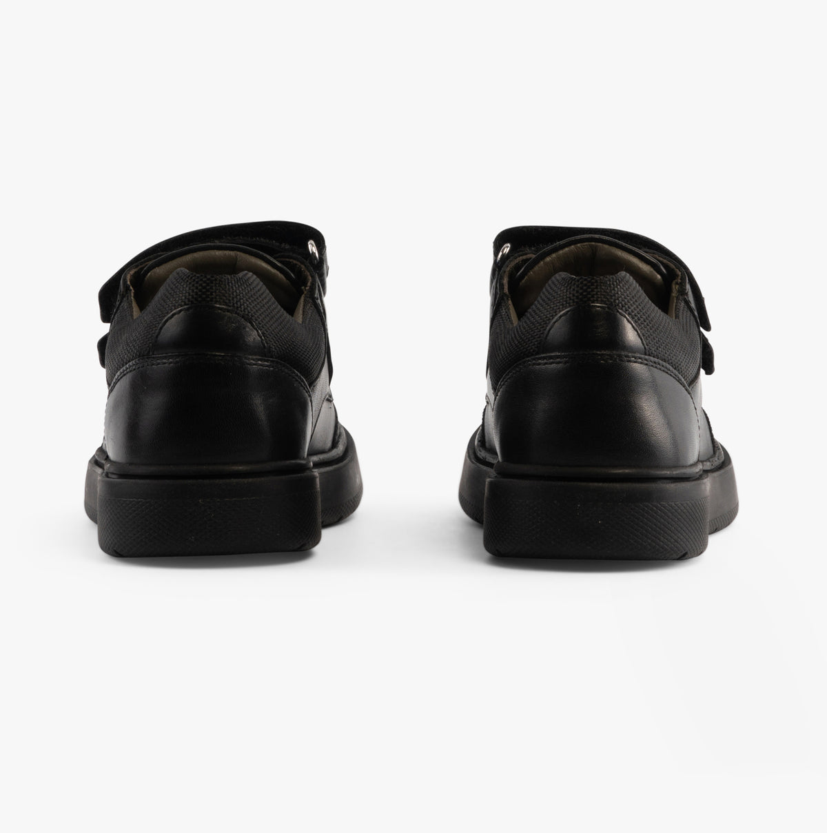 GEOX J RIDDOCK Boys Leather Touch Fasten School Shoes Black