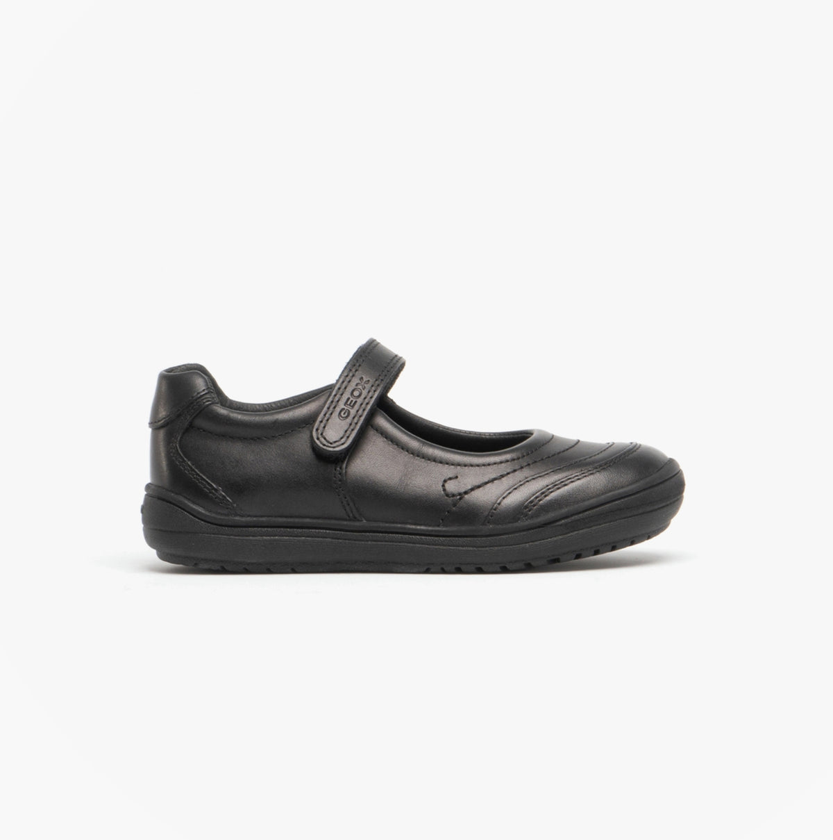 GEOX HADRIEL I Girls Leather Touch Fasten School Shoes Black