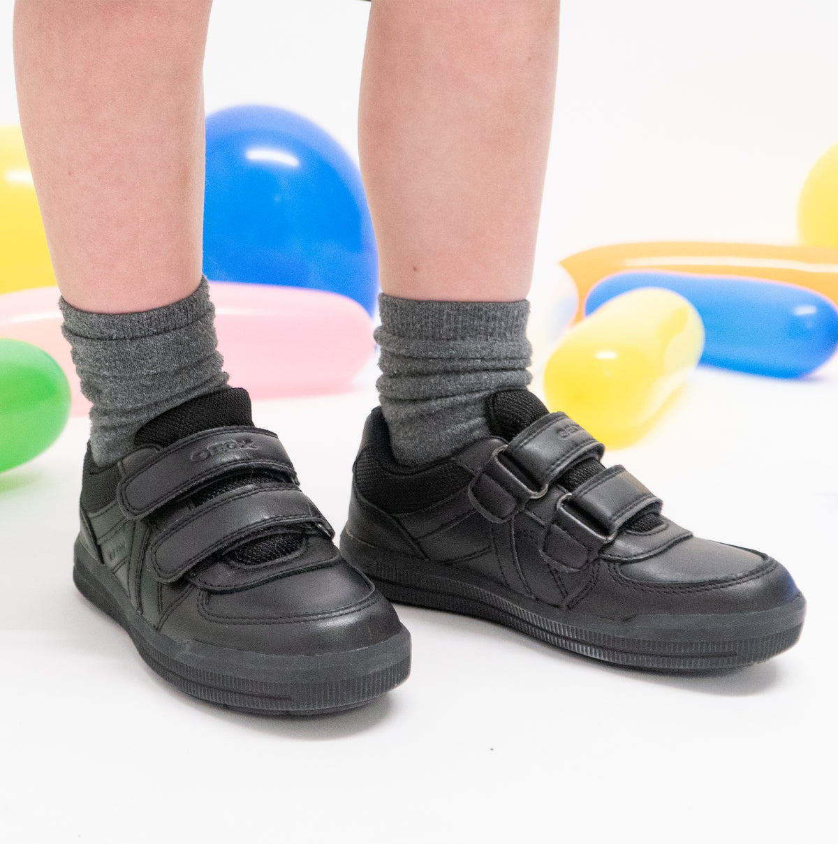 GEOX ARZACH Boys Touch Fasten School Shoes Black
