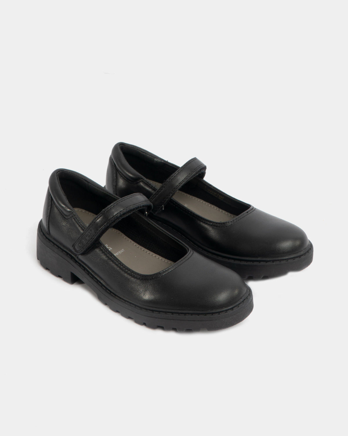 GEOX JR CASEY Girls Matte Black Leather School Shoes