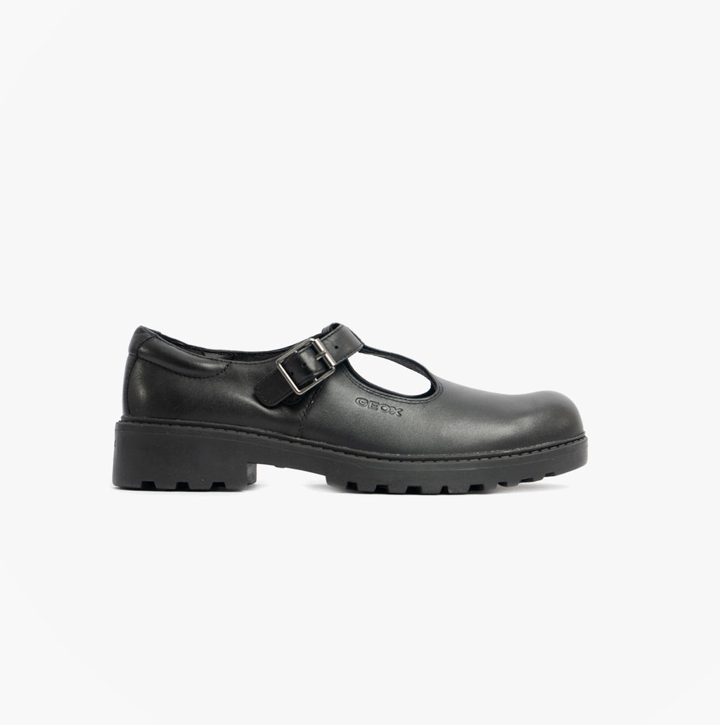 GEOX CASEY Girls Matte Black School Shoes