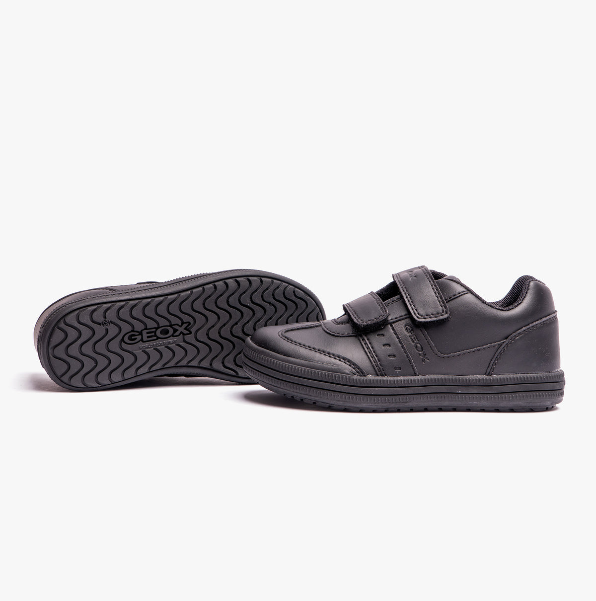 GEOX ELVIS B Boys Touch Fasten School Shoes Black