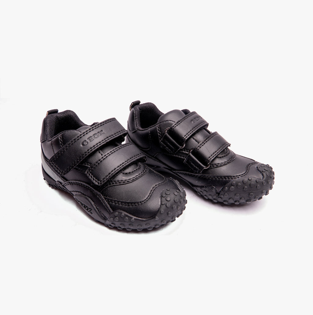 GEOX GIANT B Boys Touch Fasten School Shoes Black