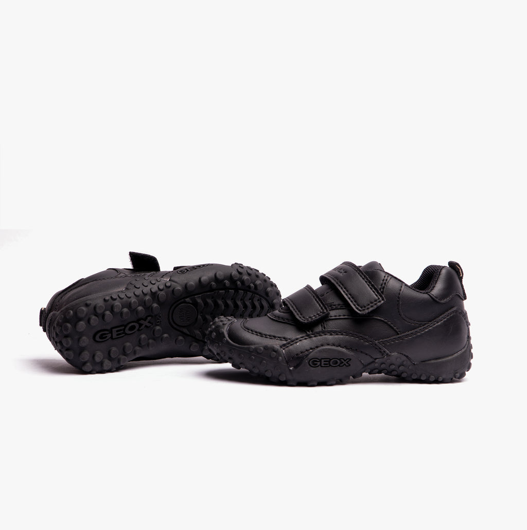 GEOX GIANT B Boys Touch Fasten School Shoes Black