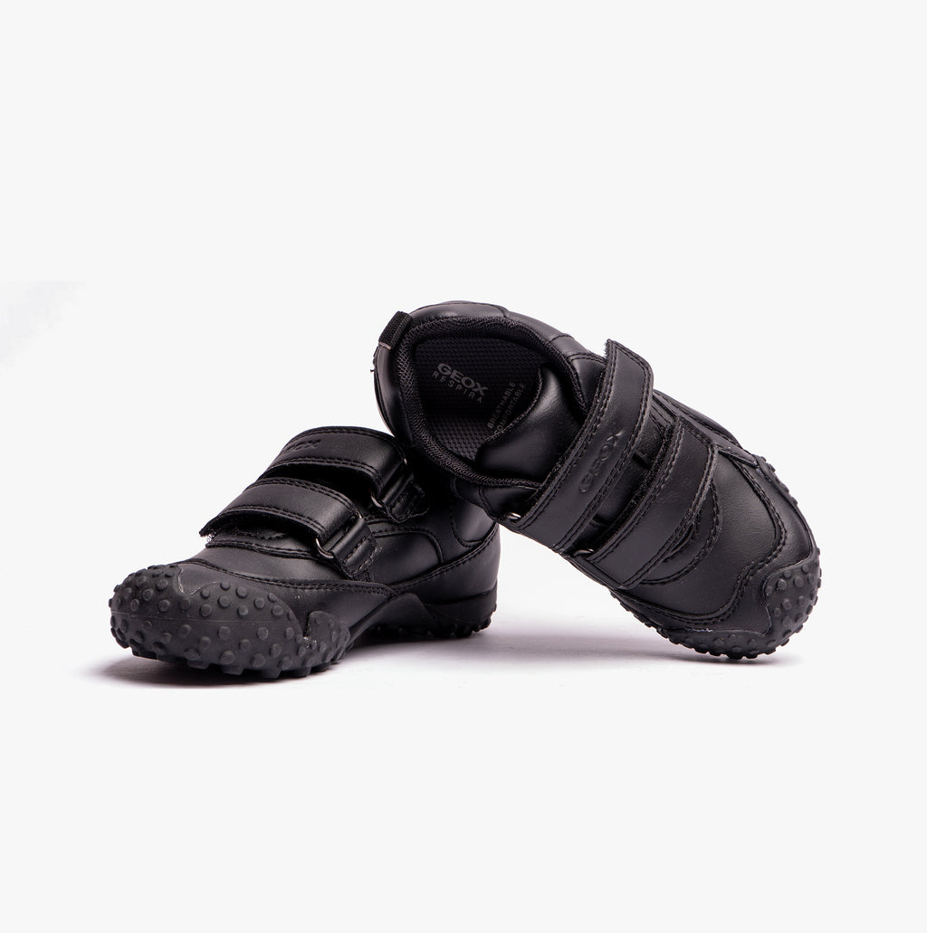 GEOX GIANT B Boys Touch Fasten School Shoes Black