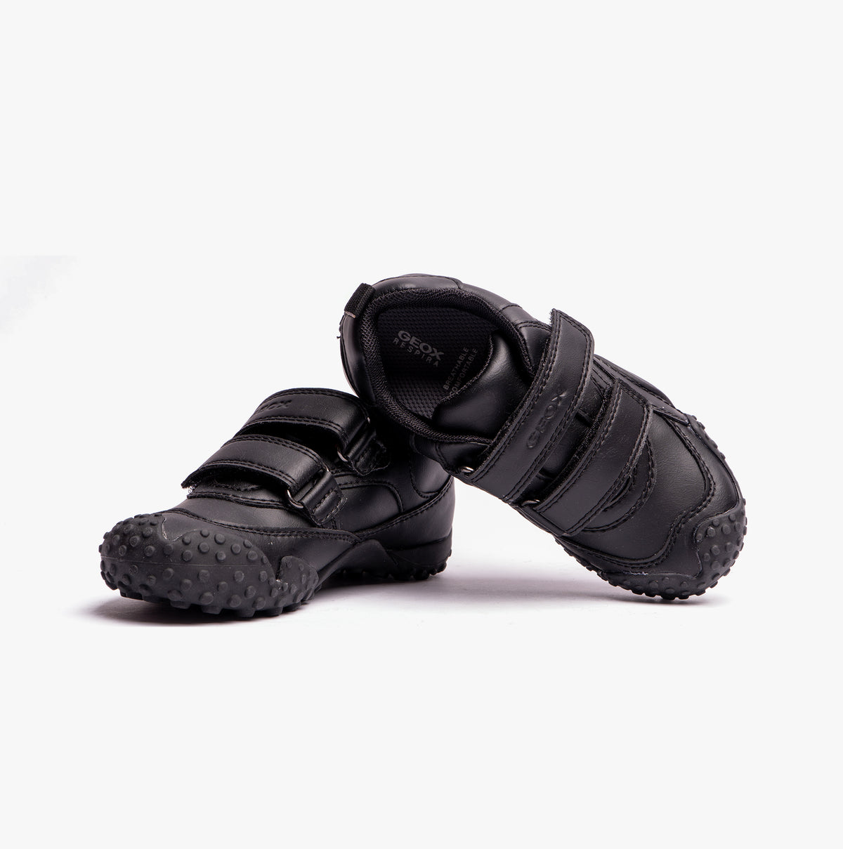 GEOX GIANT B Boys Touch Fasten School Shoes Black