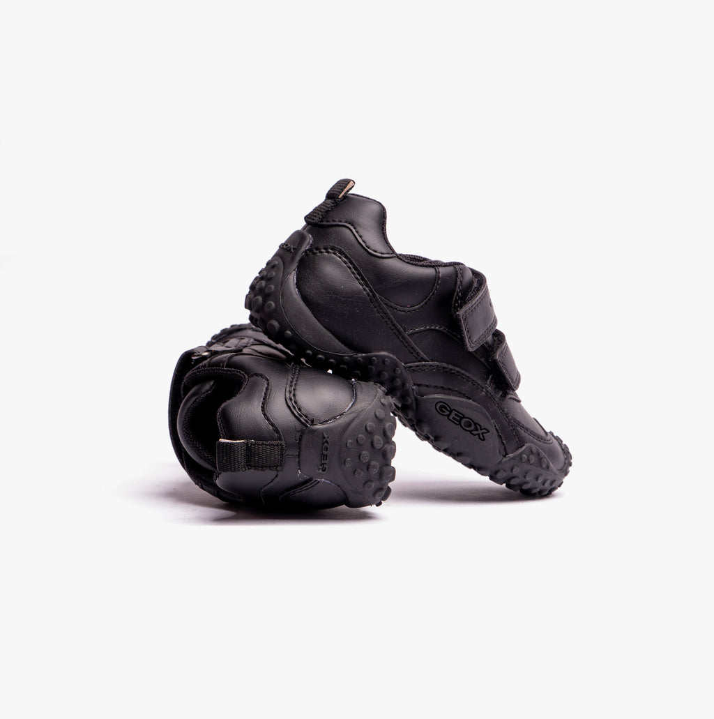 GEOX GIANT B Boys Touch Fasten School Shoes Black