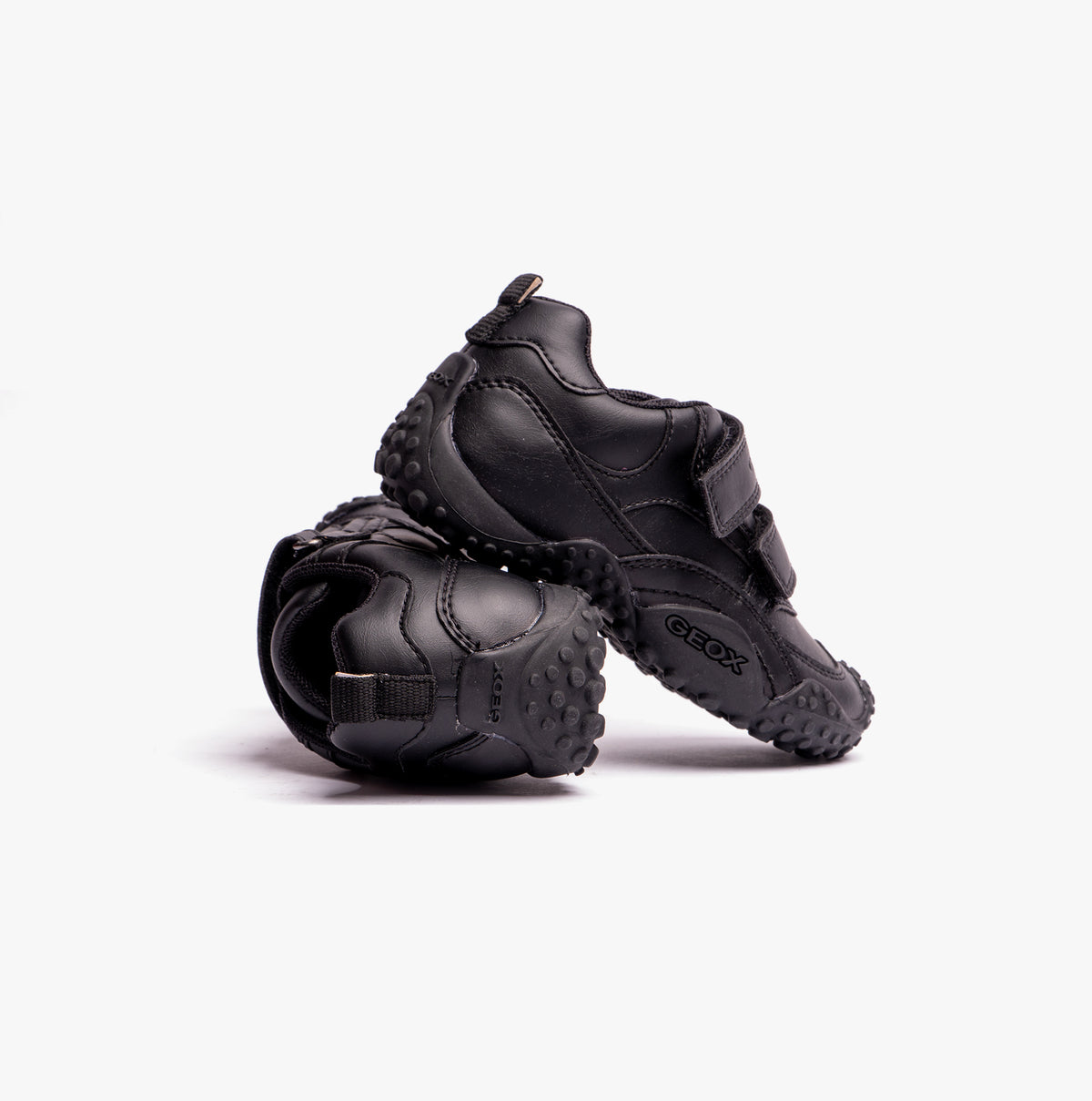 GEOX GIANT B Boys Touch Fasten School Shoes Black