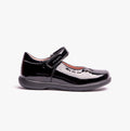 GEOX NAIMARA G A Girls Leather Touch Fasten School Shoes Patent Black