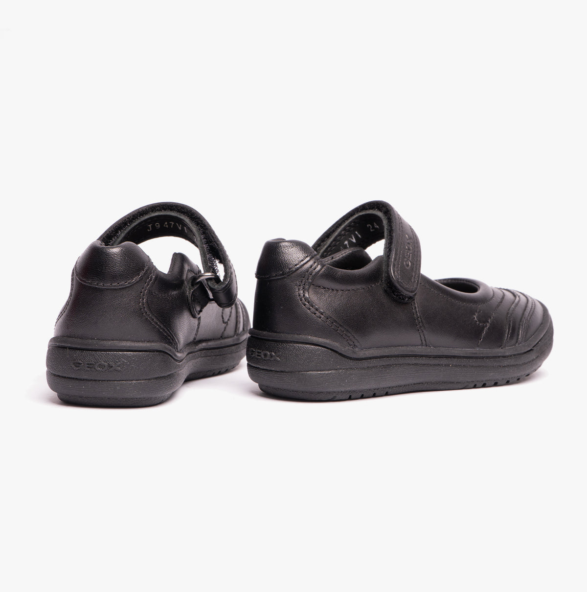GEOX HADRIEL I Girls Leather Touch Fasten School Shoes Black