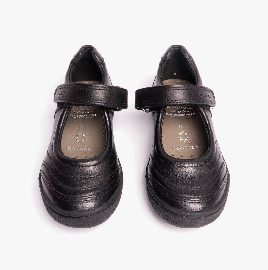 GEOX HADRIEL I Girls Leather Touch Fasten School Shoes Black