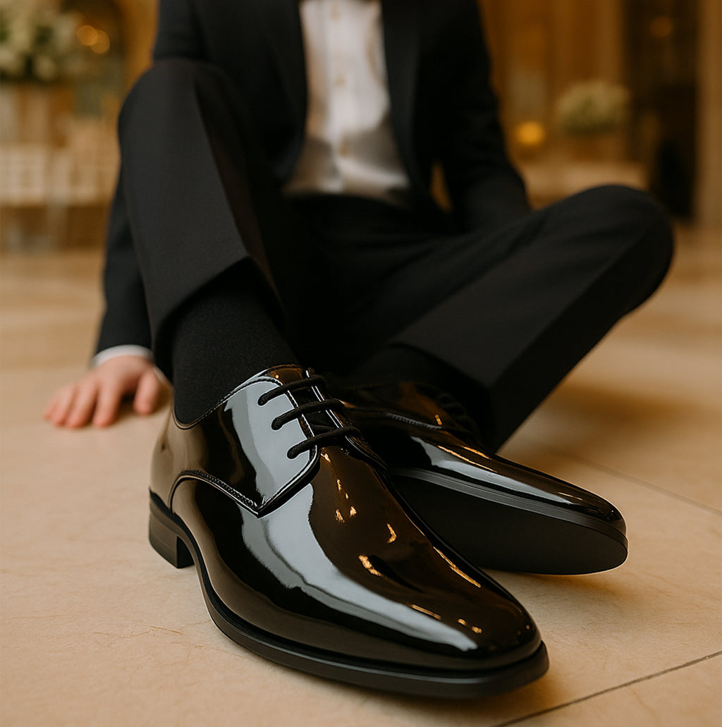 Goor ROONEY JNR Boys Oxford Dress Shoes Black Patent