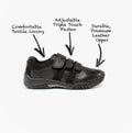 Hush Puppies SEB Boys Leather School Shoes Black