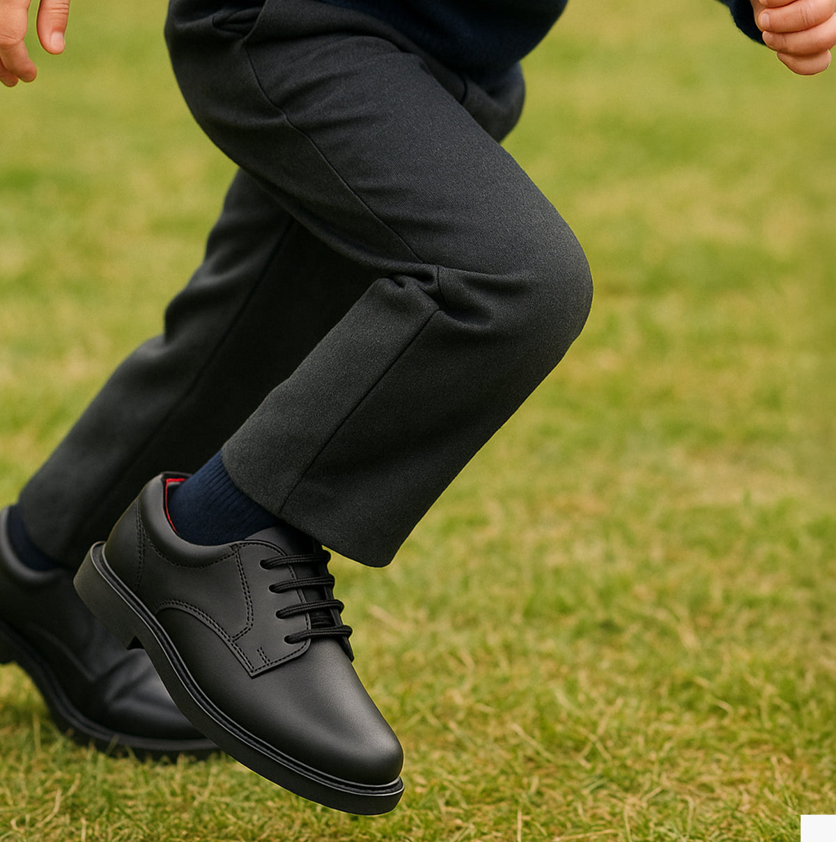 Hush Puppies TIM Boys Leather School Shoes Black