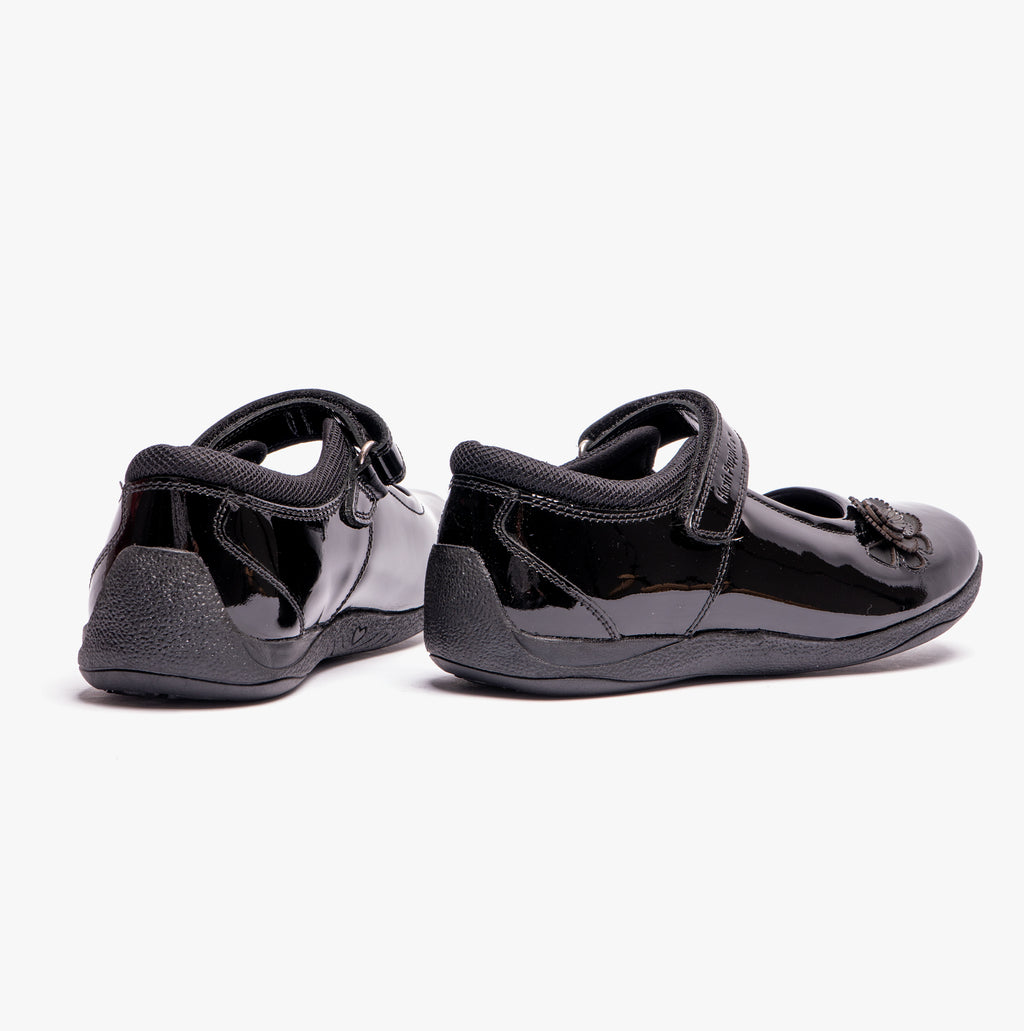 Hush Puppies JESSICA Girls School Shoes Patent Black