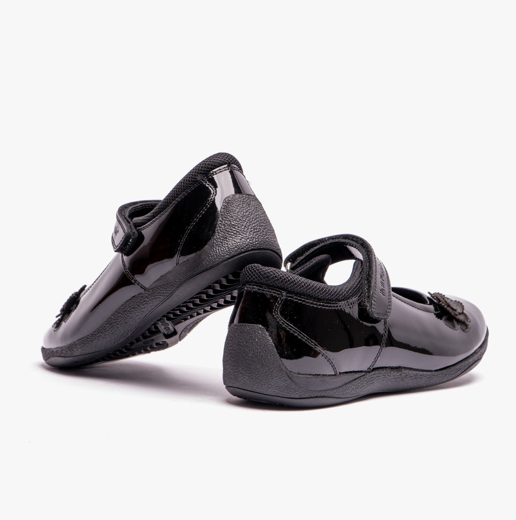 Hush Puppies JESSICA Girls School Shoes Patent Black