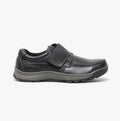 Hush Puppies CASPER Mens Leather Touch Fasten Shoes Black
