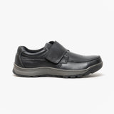 Hush Puppies CASPER Mens Leather Touch Fasten Shoes Black