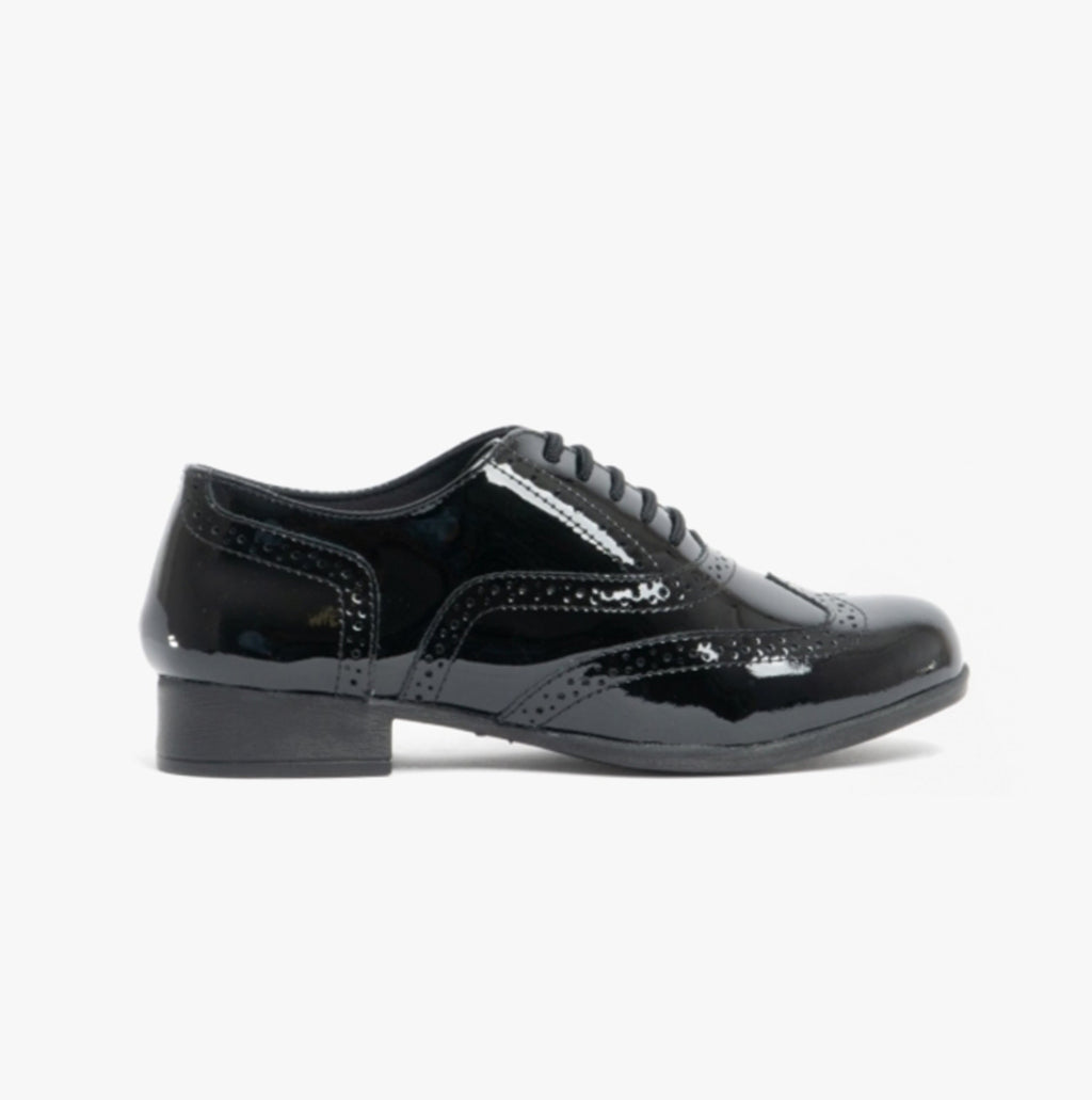 Hush Puppies KADA Girls School Shoes Black Patent