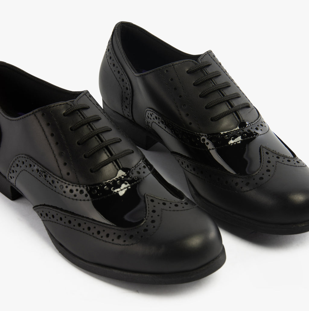 Hush Puppies KADA Girls Leather School Shoes Black