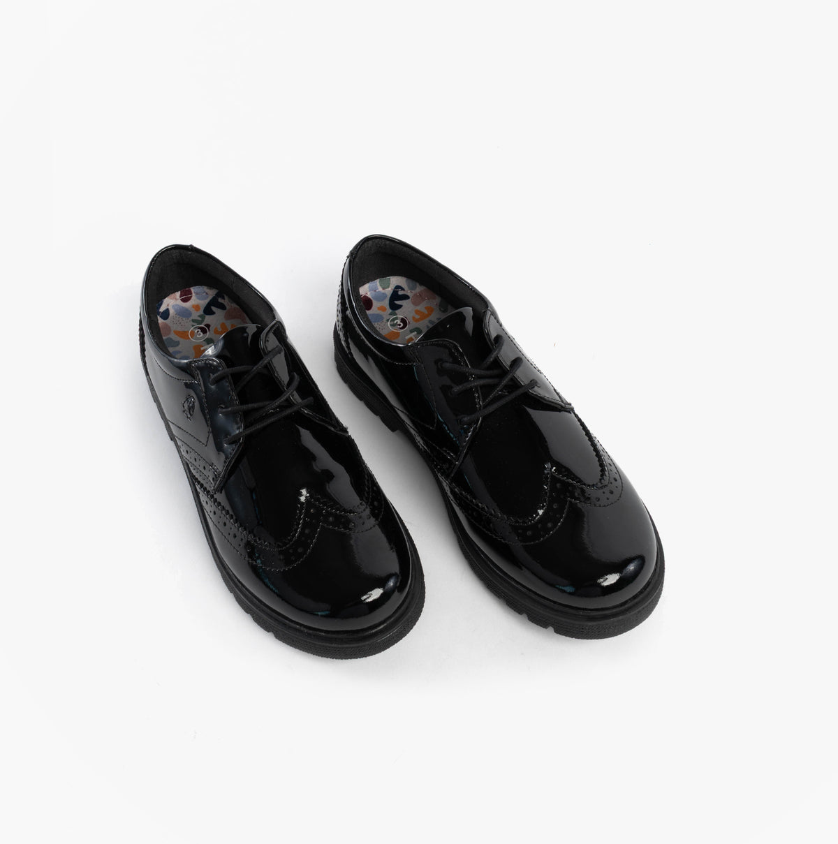 Hush Puppies SALLY Girls Leather School Shoes Black Patent