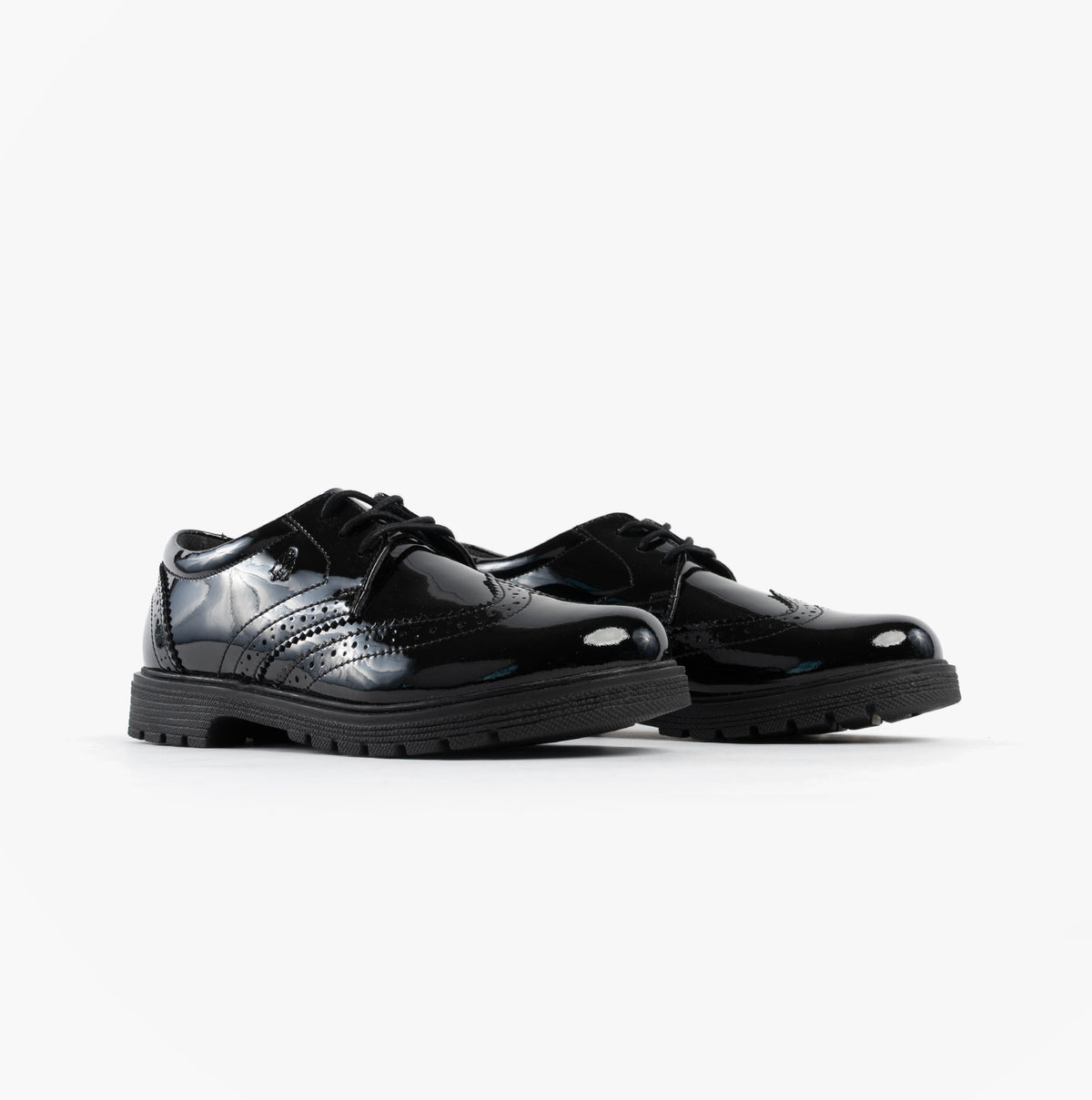 Hush Puppies SALLY Girls Leather School Shoes Black Patent