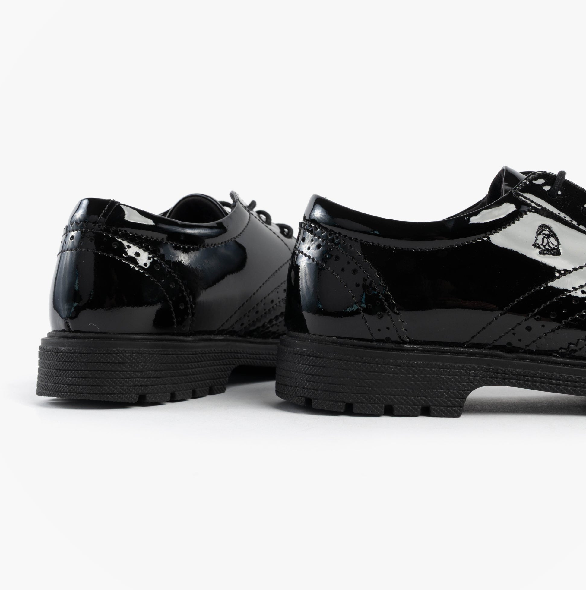 Hush Puppies SALLY Girls Leather School Shoes Black Patent