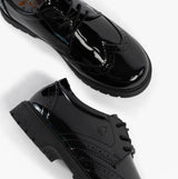 Hush Puppies SALLY Girls Leather School Shoes Black Patent