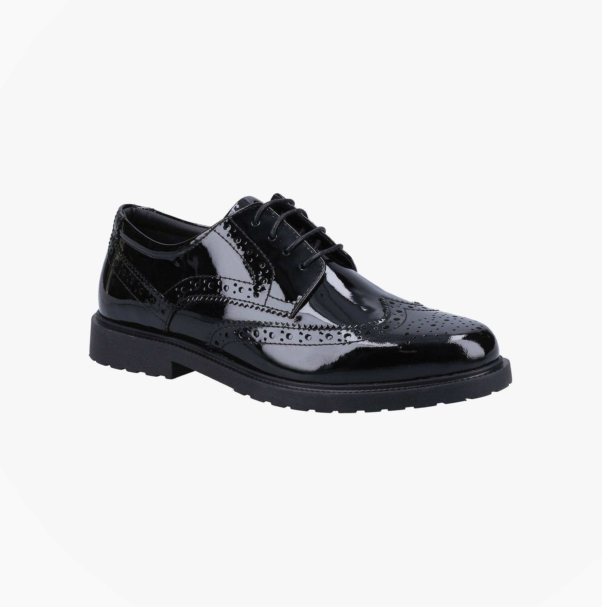 Hush Puppies VERITY BROGUE Girls Shoes Black Patent