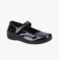 Hush Puppies ARIA Girls School Shoes Black Patent