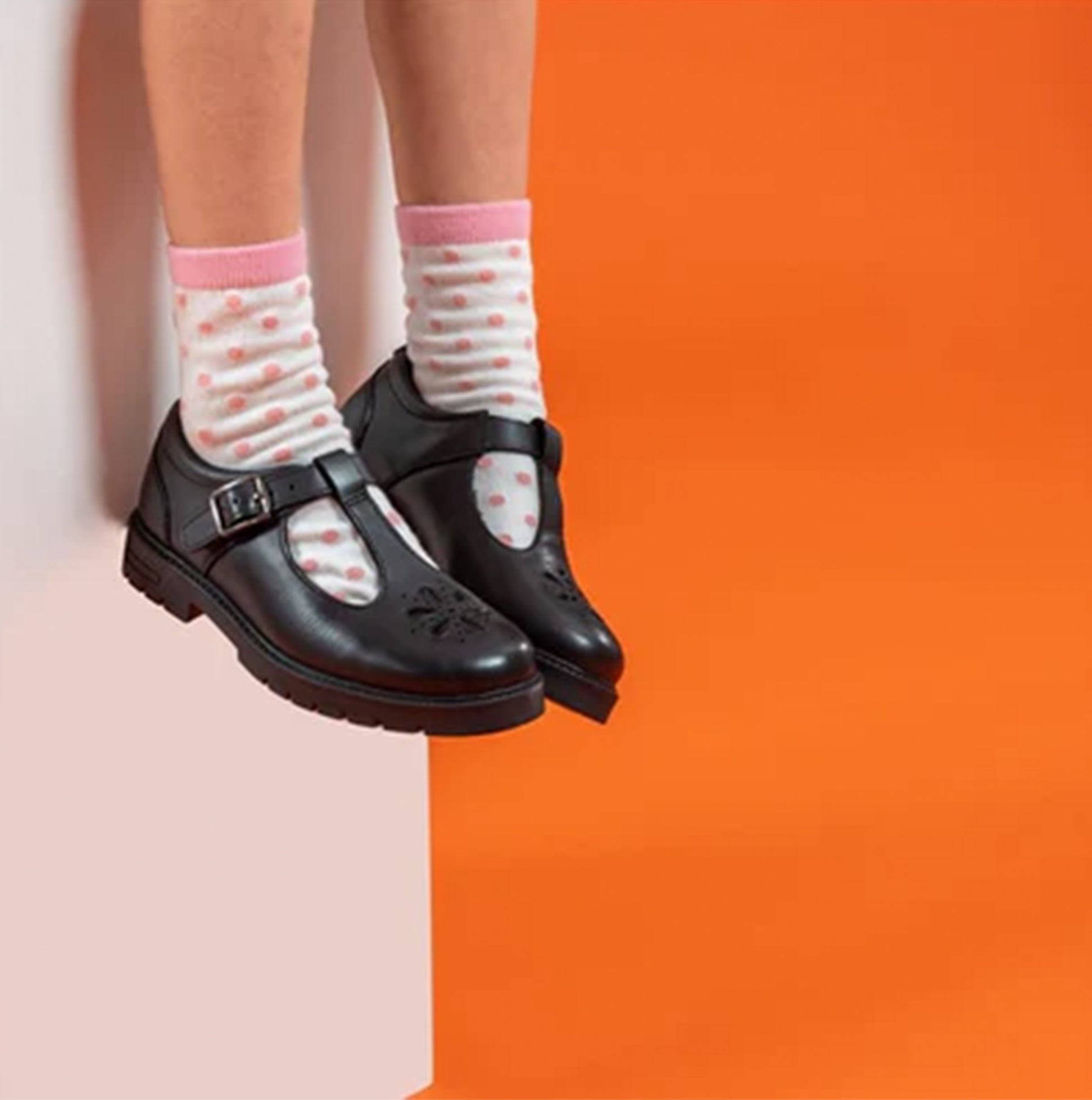 Hush Puppies FIONA Girls Leather School Shoes Black