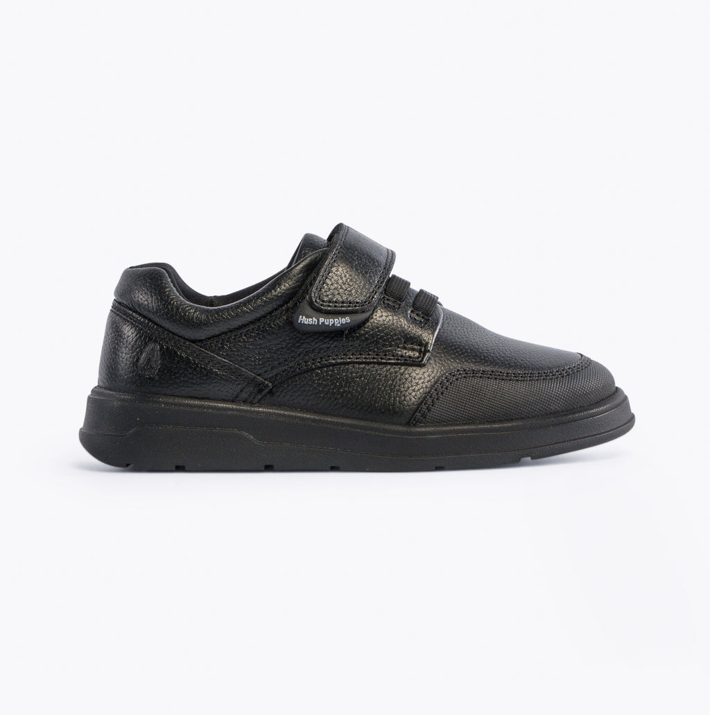 Hush Puppies ROWAN Boys Leather School Shoes Black