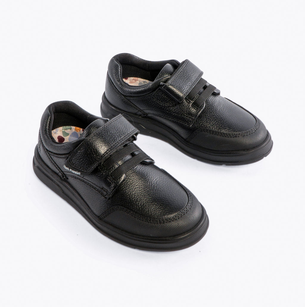Hush Puppies ROWAN Boys Leather School Shoes Black