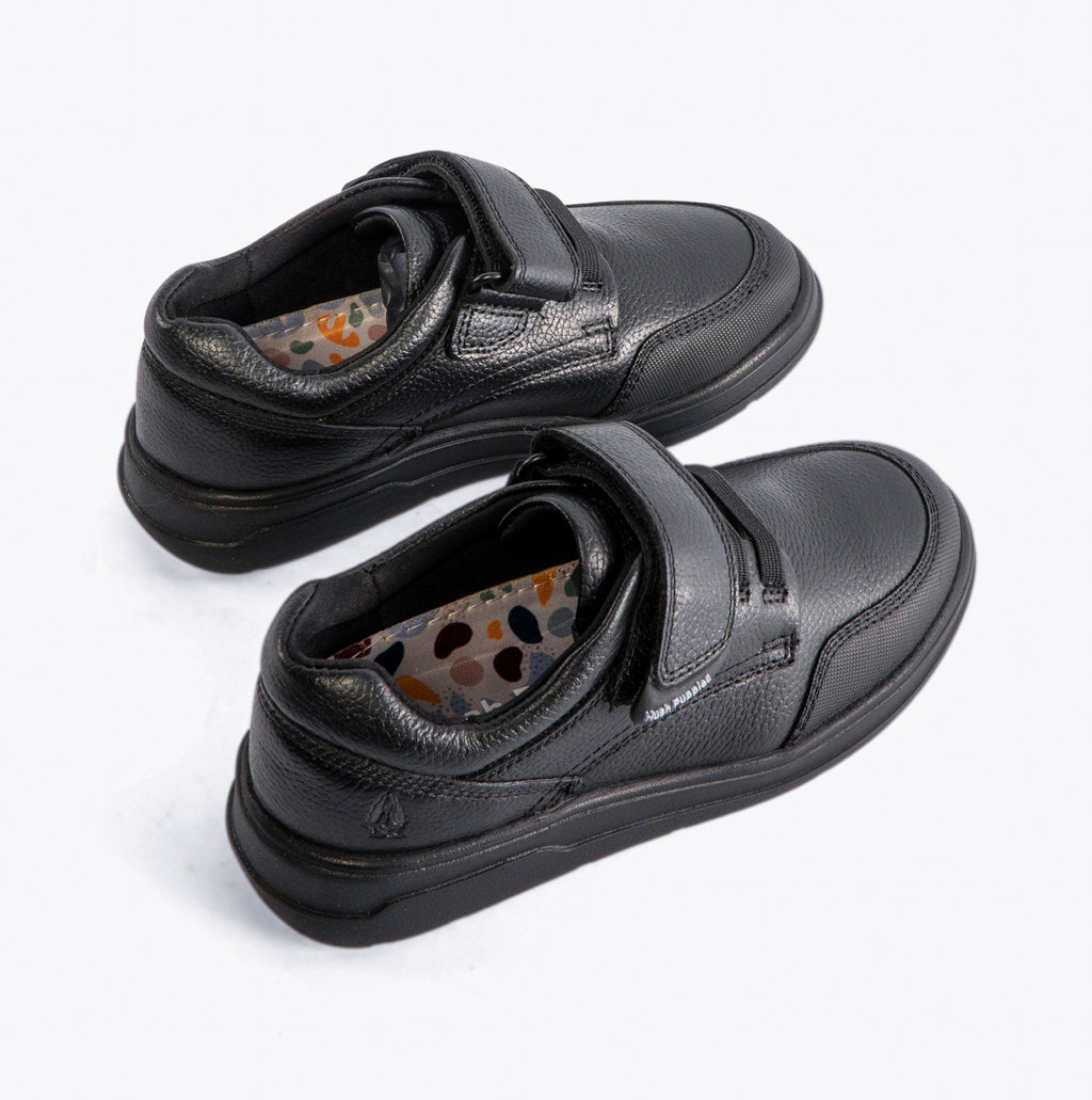 Hush Puppies ROWAN Boys Leather School Shoes Black