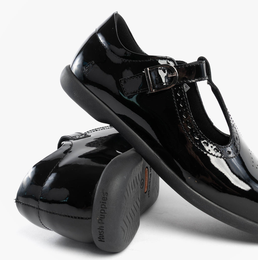 Hush Puppies BRITNEY Girls School Shoes Black Patent